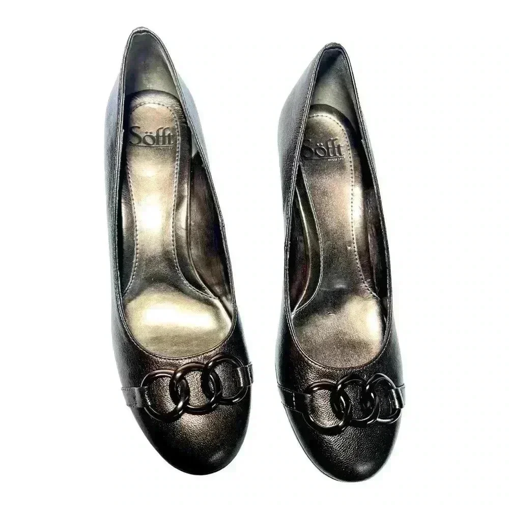 Sofft Women's Size 9.5 Copper Brown Metallic Leather 2”Heels Preowned